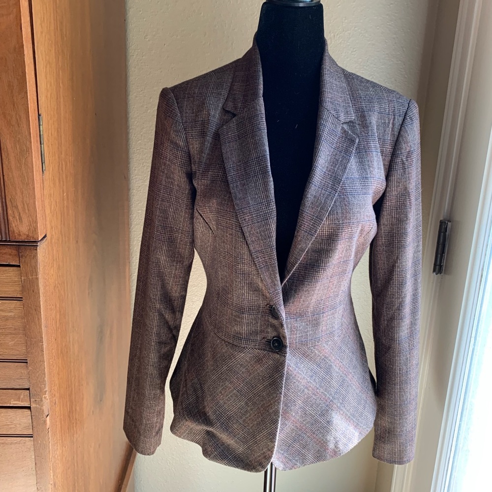 Fitted Chocolate Brown Tweed Blazer